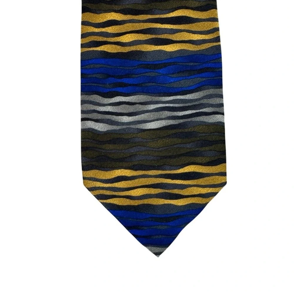 Grateful Dead Silk Tie Wake of the Flood Fifth Set Blue Gold Wavy Stripe 1996